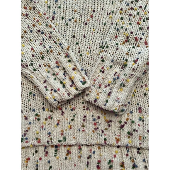 SEVEN 7 FOR ALL MANKIND Pullover Sweater Size Medium Cream Confetti Chunky Knit - Picture 7 of 13